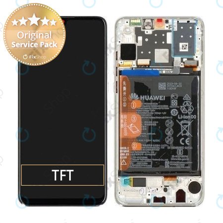 Huawei P30 Lite - LCD zaslon + zaslon osjetljiv na dodir + okvir + baterija (biserno bijela) - 02352RQC