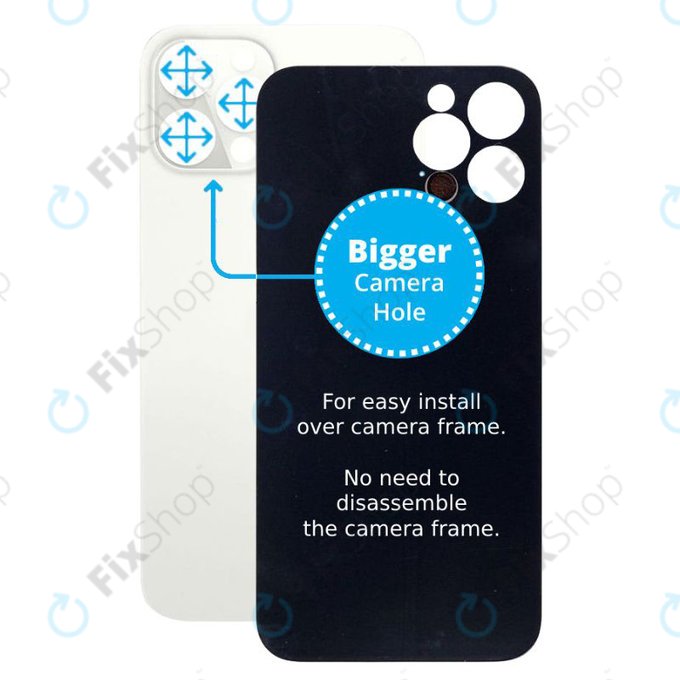 Apple iPhone 12 Pro Max - Stražnje staklo kućišta s većom rupom za kameru (srebrno)