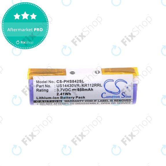 Baterija za Philips HS8420, 650mAh, Li-Ion, 3.7V, US14430VR, KR112RRL, HQ