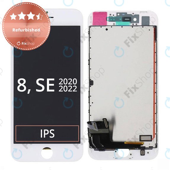 Zaslon za iPhone 8, SE (2020), SE (2022), White, Dodirni ekran s okvirom, Refurbished