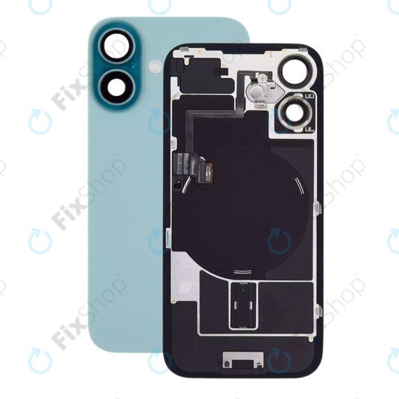 Apple iPhone 16 - Stražnje staklo kućišta + staklo kamere + metalni okvir + Magsafe magnet (Teal)