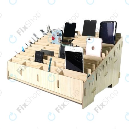 Univerzalni leseni stojalo / organizator za 48 telefonov