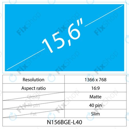 15.6 LCD Slim Matte 40 pin HD