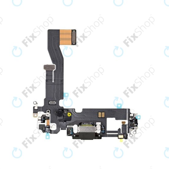 Apple iPhone 12, 12 Pro - Konektor za punjenje + savitljivi kabel (crni)