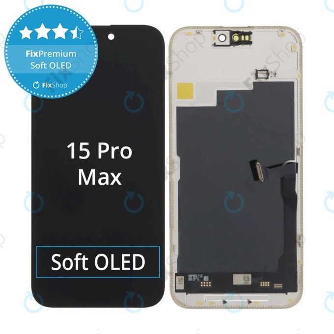 Zaslon Soft OLED za iPhone 15 Pro Max - Dodirno staklo + Okvir, DIAGNOSTIC