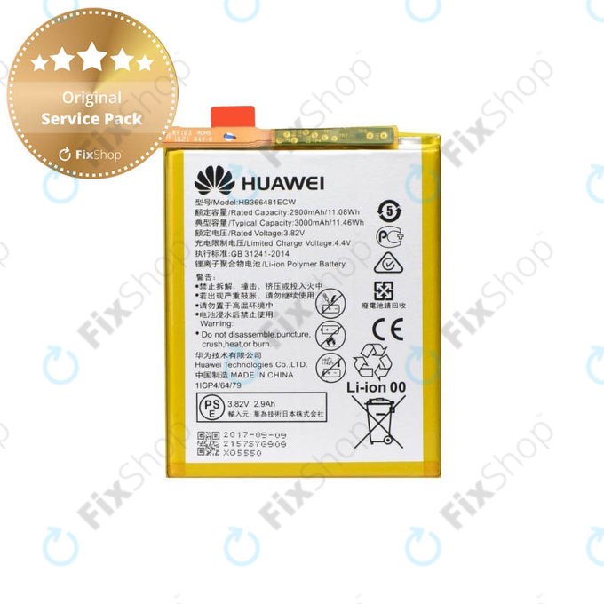 Huawei P9, P9 Lite, P10 Lite, P20 Lite, P Smart, Y6 (2018), Y6 Prime (2018), Y7 (2018), Y7 Prime (2018), Honor 7A, 8, 9 Lite - Baterija HB366481ECW 3000mAh - 24022157 , 24022368, 24022333, 24022376