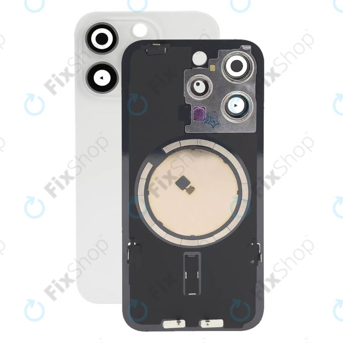 Apple iPhone 15 Pro - Stražnje staklo kućišta + staklo kamere + metalni okvir + magsafe magnet (White Titanium)