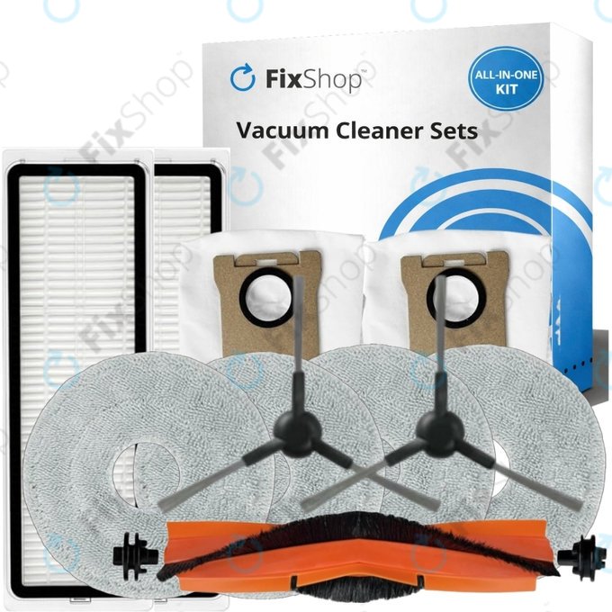Set rezervnih dijelova za Xiaomi Mi Robot Vacuum S20+, S10+, X20+, X10+ (1x Glavna četka, 2x Filter, 2x Bočna četka – crna, 4x Krpa za brisanje, 2x Vrećica za prašinu)