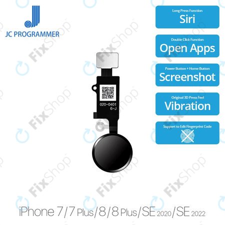Apple iPhone 7, 7 Plus, 8, 8 Plus, SE (2020), SE (2022) - Tipka Home JCID 7 Gen (Svemirsko siva, crna)
