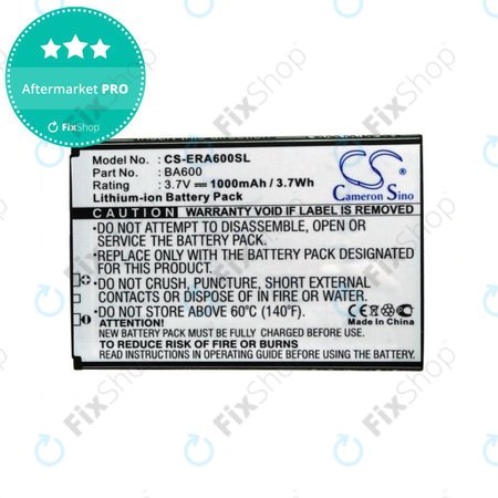 Baterija za Sony Ericsson Kumquat, ST25, ST25i, Xperia U, 1000mAh, Li-Ion, 3.7V, BA600, HQ