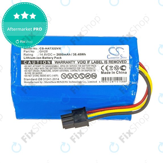 Baterija za Fomt R620c, Haier T322, J300s, Liectroux DH860, TCL S15, Tomefon, 2600mAh, Li-Ion, 14.8V, GH28, HQ