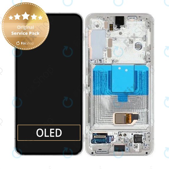 Samsung Galaxy S22 S901B - LCD zaslon + zaslon osjetljiv na dodir + okvir (Phantom White) - GH82-27520B, GH82-27521B Originalni servisni paket