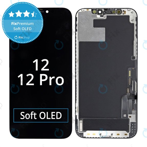 Zaslon Soft OLED za iPhone 12, 12 Pro, Dodirni ekran s okvirom, FixPremium