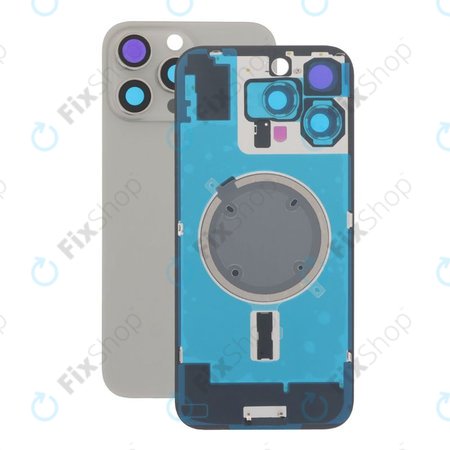 Apple iPhone 16 Pro Max - Stražnje staklo kućišta + staklo kamere + metalni okvir + Magsafe magnet (Natural Titanium)