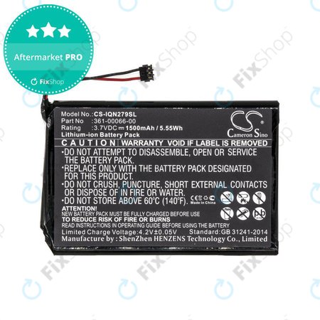 Baterija za Garmin Nüvi 2757, 1500mAh, Li-Ion, 3.7V, 361-00066-00, HQ