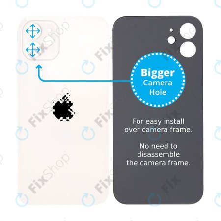 Apple iPhone 12 - Staklo stražnjeg kućišta s većom rupom za kameru (bijelo)