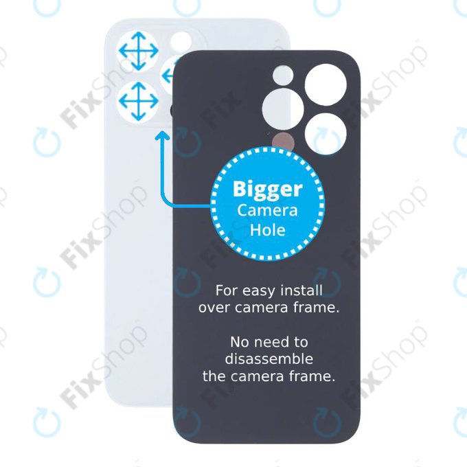 Apple iPhone 13 Pro - Staklo stražnjeg kućišta s većom rupom za kameru (srebrno)