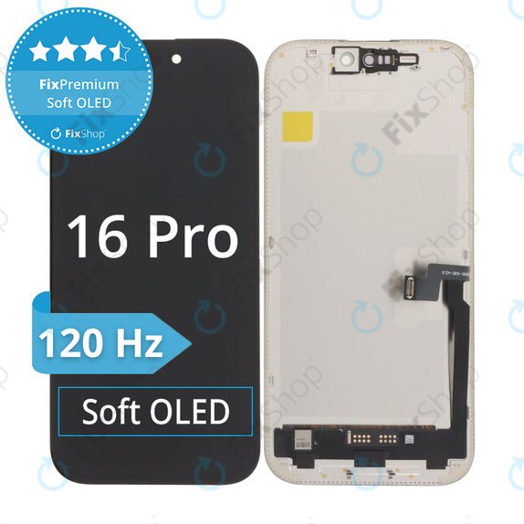 Zaslon Soft OLED za iPhone 16 Pro - Dodirno staklo + Okvir, DIAGNOSTIC