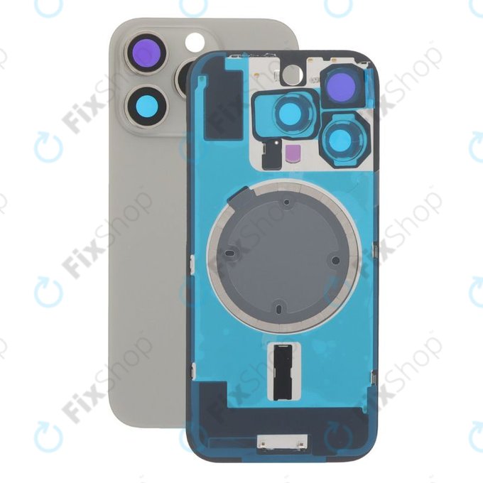 Apple iPhone 16 Pro - Stražnje staklo kućišta + staklo kamere + metalni okvir + Magsafe magnet (Natural Titanium)