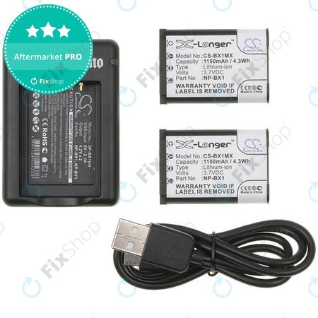 2 baterije s punjačem zaSony Cyber-shot DSC-RX100, Cyber-shot DSC-WX300B, 1150mAh, Li-Ion, 7.4V, NP-BX1, HQ