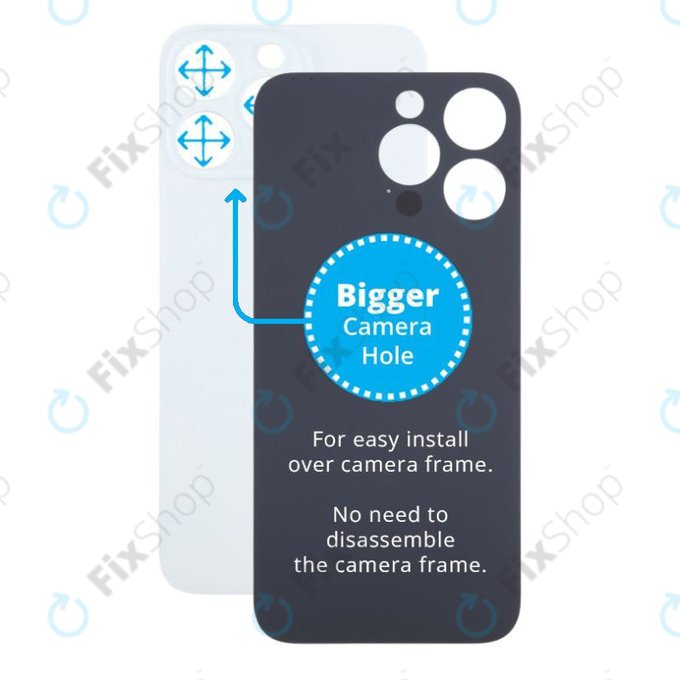 Apple iPhone 15 Pro Max - Staklo stražnjeg kućišta s većom rupom za kameru (White Titanium)