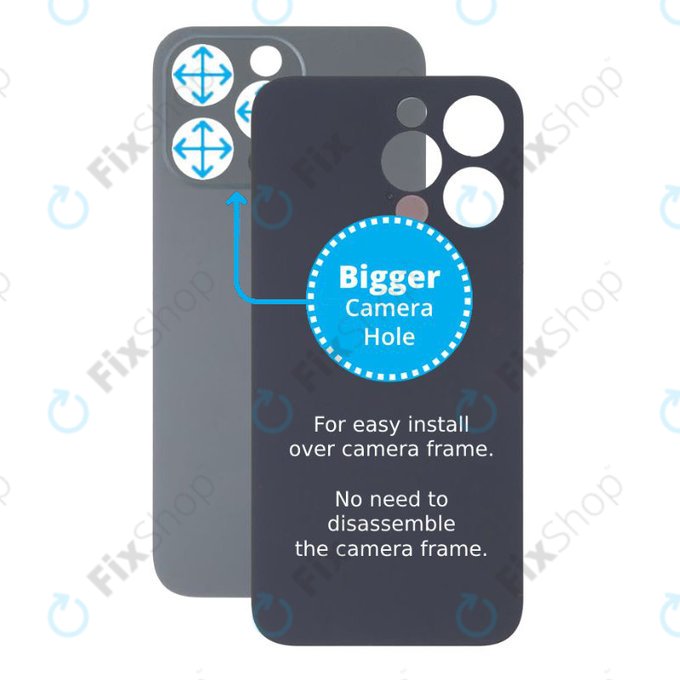 Apple iPhone 13 Pro - Stražnje staklo kućišta s većom rupom za kameru (grafit)