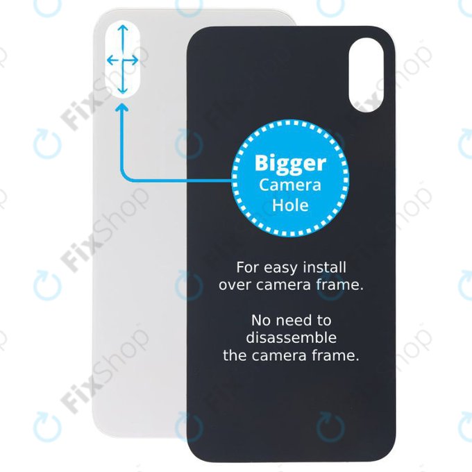 Apple iPhone XS Max - Stražnje staklo kućišta s većom rupom za kameru (bijelo)