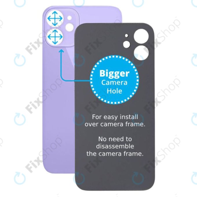 Apple iPhone 12 Mini - Stražnje staklo kućišta s većom rupom za kameru (ljubičasto)