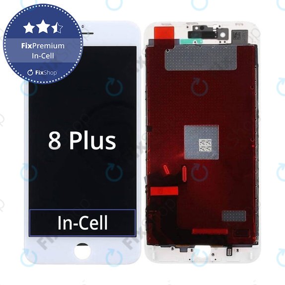 Zaslon In-Cell za iPhone 8 Plus, White, Dodirni ekran s okvirom, FixPremium