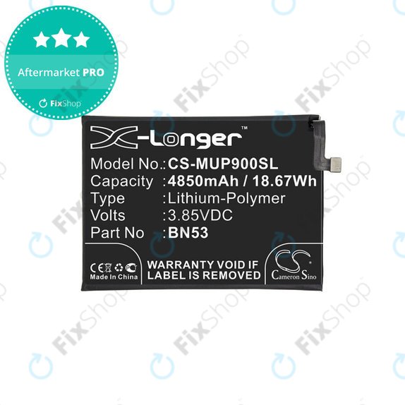 Baterija za  Xiaomi Redmi Note 9 Pro, 4850mAh, Li-Pol, 3.85 V, BN53, HQ