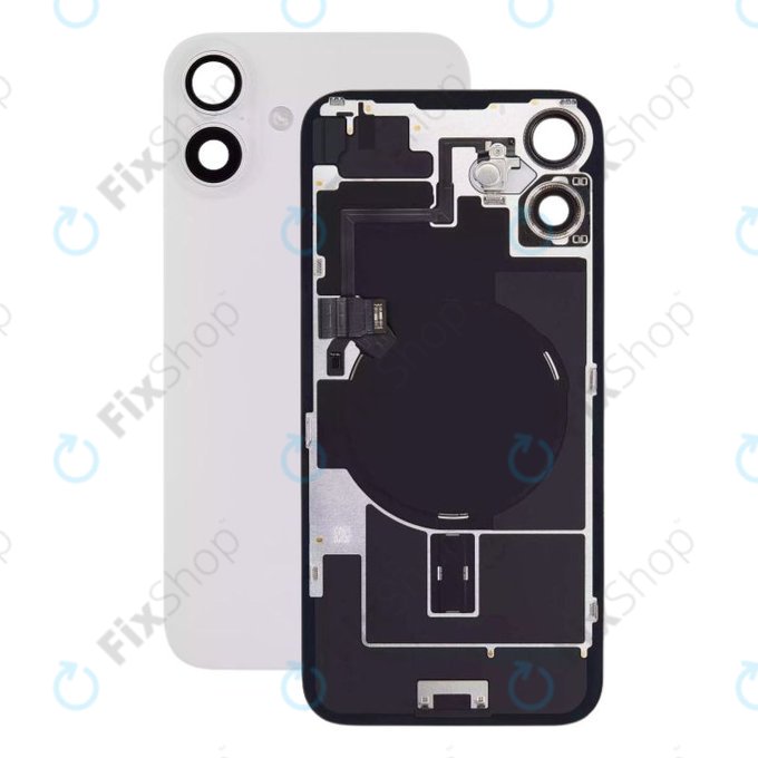 Apple iPhone 16 Plus - Stražnje staklo kućišta + staklo kamere + metalni okvir + Magsafe magnet (White)