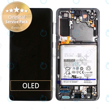 Samsung Galaxy S21 G991B - LCD zaslon + zaslon osjetljiv na dodir + okvir + baterija (Phantom Gray) - GH82-24716A, GH82-24718A Originalni servisni paket