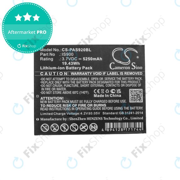 Baterija za Pax A920, A920c, 5250mAh, Li-Ion, 3.7V, IS900, HQ