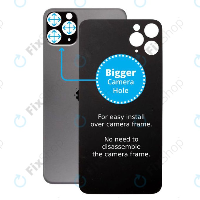 Apple iPhone 11 Pro - Staklo stražnjeg kućišta s većom rupom za kameru (Space Gray)