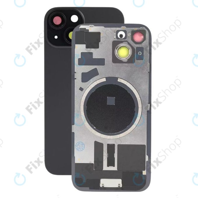 Apple iPhone 15 - Stražnje staklo kućišta + staklo kamere + metalni okvir + magsafe magnet (Black)