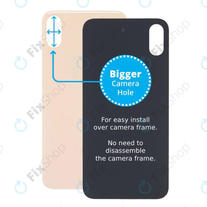 Apple iPhone XS - Stražnje staklo kućišta s većom rupom za kameru (zlato)