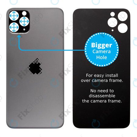 Apple iPhone 11 Pro - Staklo stražnjeg kućišta s većom rupom za kameru (Space Gray)