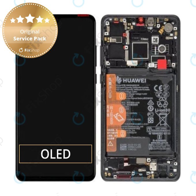 Huawei P30 - LCD zaslon + zaslon osjetljiv na dodir + okvir + baterija (crna) - 02352NLL, 02354HLT, 0254HMG Genuine Service Pack
