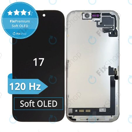 Zaslon Soft OLED 120Hz za iPhone 17 - Dodirno staklo + Okvir, DIAGNOSTIC