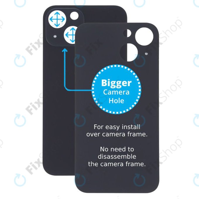 Apple iPhone 13 Mini - Stražnje staklo kućišta s većom rupom za kameru (ponoć)