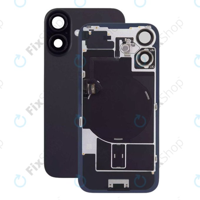 Apple iPhone 16 Plus - Stražnje staklo kućišta + staklo kamere + metalni okvir + Magsafe magnet (Black)
