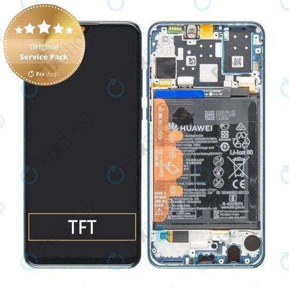 Huawei P30 Lite - LCD zaslon + zaslon osjetljiv na dodir + okvir + baterija (paun plava) - 02352RQA
