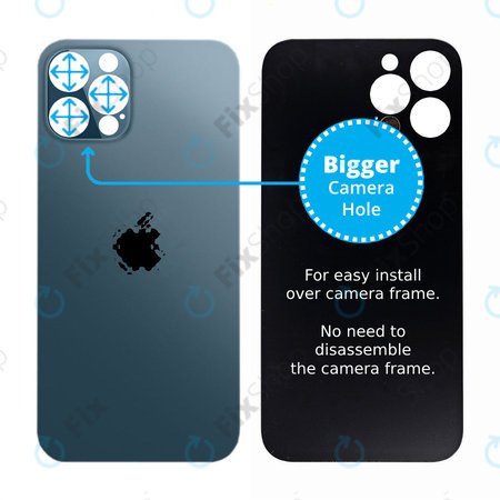Apple iPhone 12 Pro - Staklo stražnjeg kućišta s većom rupom za kameru (plavo)
