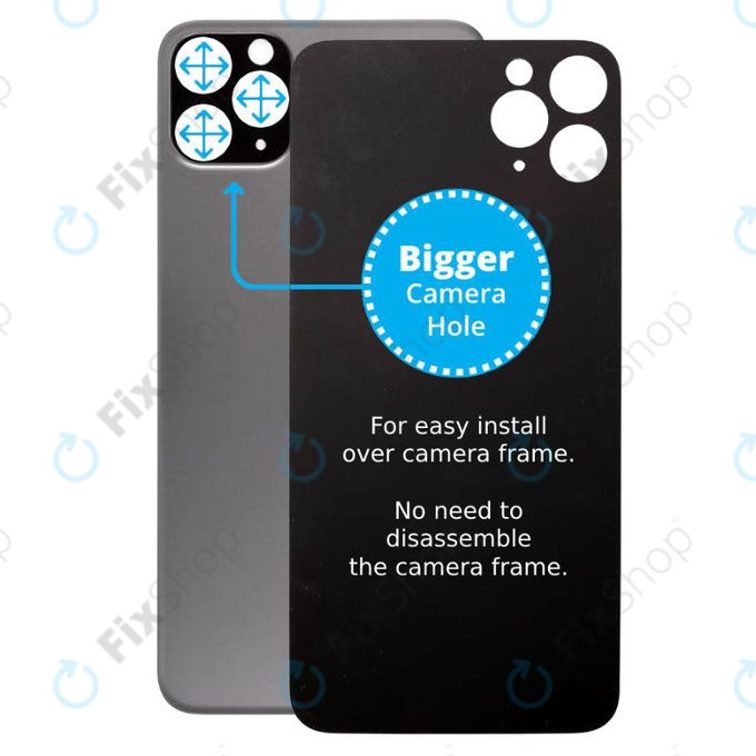 Apple iPhone 11 Pro Max - Stražnje staklo kućišta s većom rupom za kameru (Space Gray)