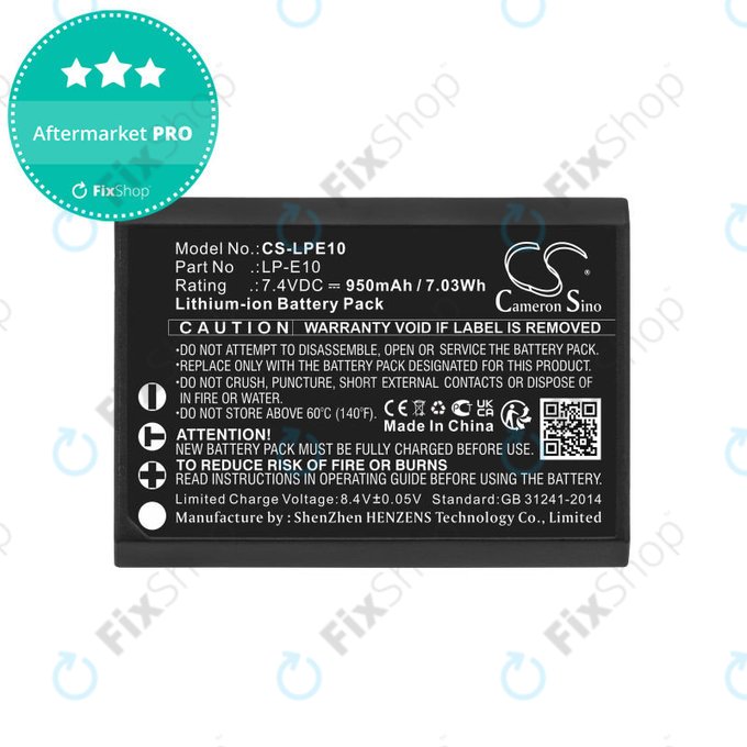 Baterija za Canon EOS 1100D, EOS 1300D, 950mAh, Li-Ion, 7.4V, LP-E10, HQ