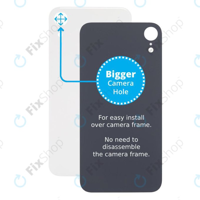 Apple iPhone XR - Stražnje staklo kućišta s većom rupom za kameru (bijelo)