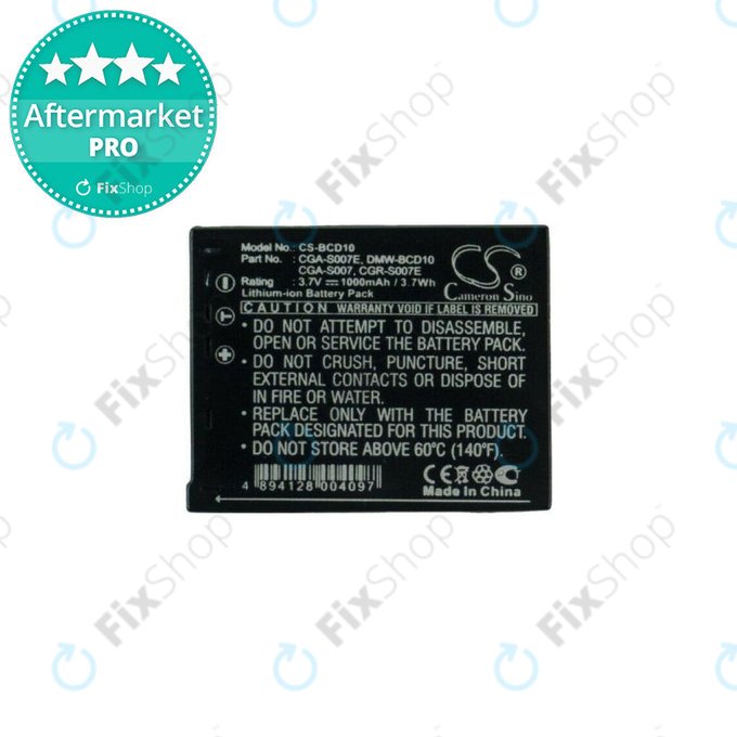 Panasonic Lumix DMC-TZ1, TZ2, TZ3, TZ4, TZ5, TZ11, TZ15, TZ50 - Baterija CGA-S007 / CGR-S007 Li-Ion 1000mAh HQ