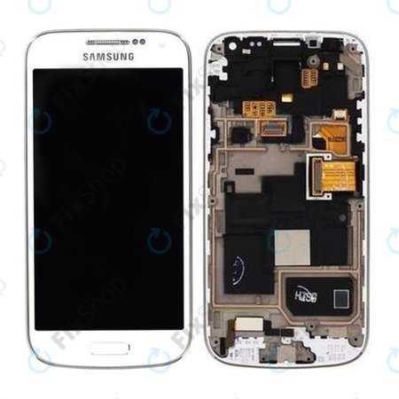 Samsung Galaxy S4 Mini Value I915i - LCD zaslon + steklo na dotik + okvir (White Frost) - GH97-16992B Genuine Service Pack