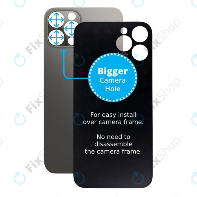 Apple iPhone 12 Pro - Stražnje staklo kućišta s većom rupom za kameru (grafit)