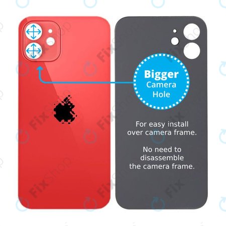 Apple iPhone 12 - Staklo stražnjeg kućišta s većom rupom za kameru (crveno)